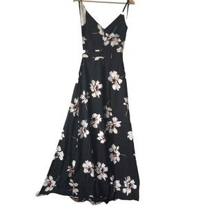 NWT Baluoke backless floral maxi dress black cream size Small